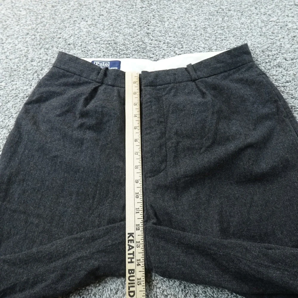 VTG Polo Ralph Lauren Pants Mens 33X32 Gray Wool Dress Trouser Pleated Cuffed